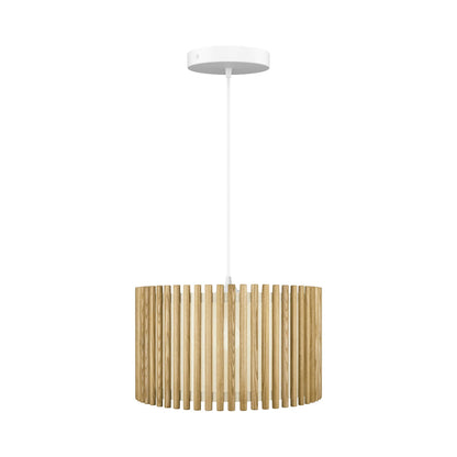 Komorebi Circle Pendant Light in Oak/White (17.6-Inch).