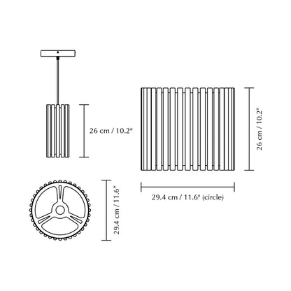 Komorebi Circle Pendant Light - line drawing.