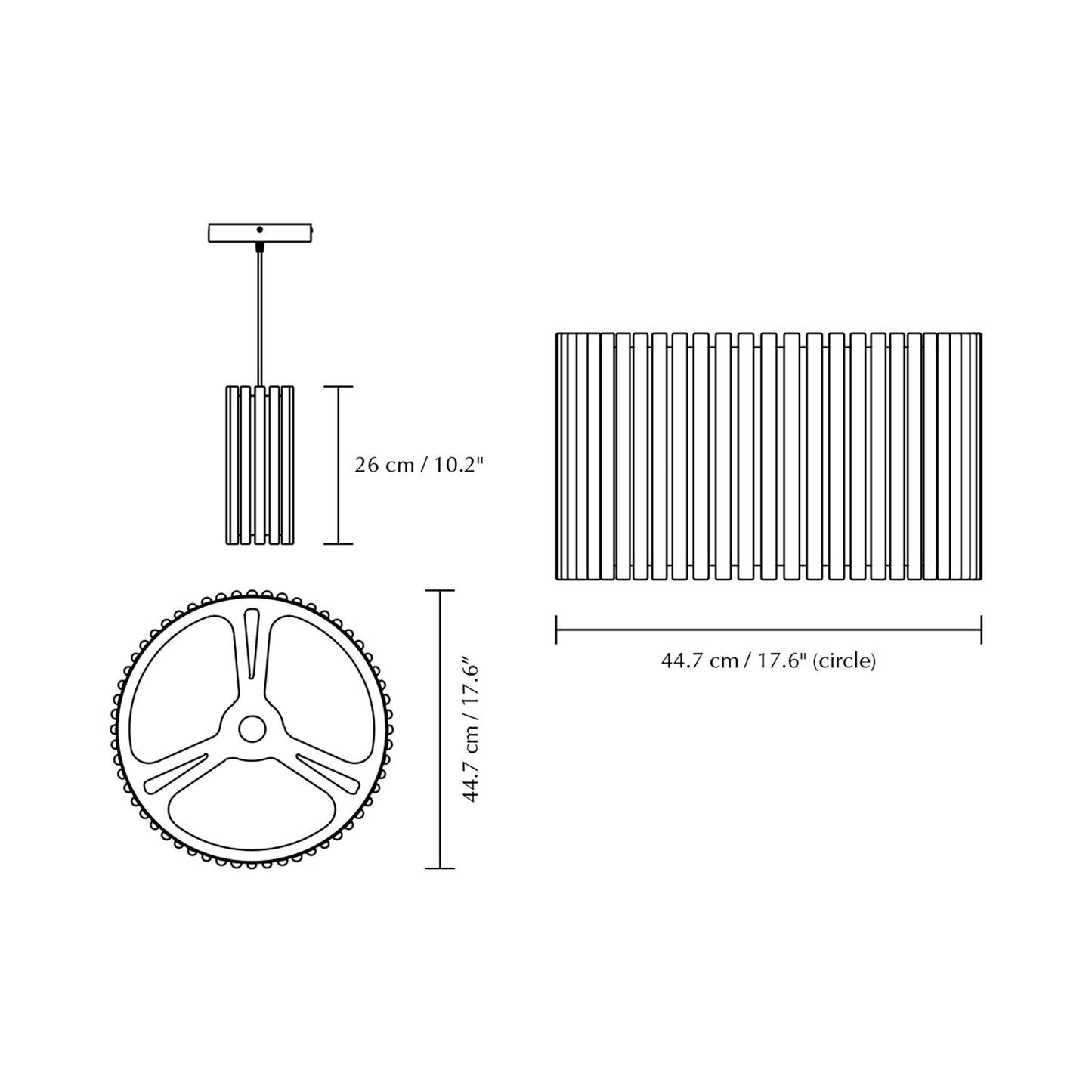 Komorebi Circle Pendant Light - line drawing.