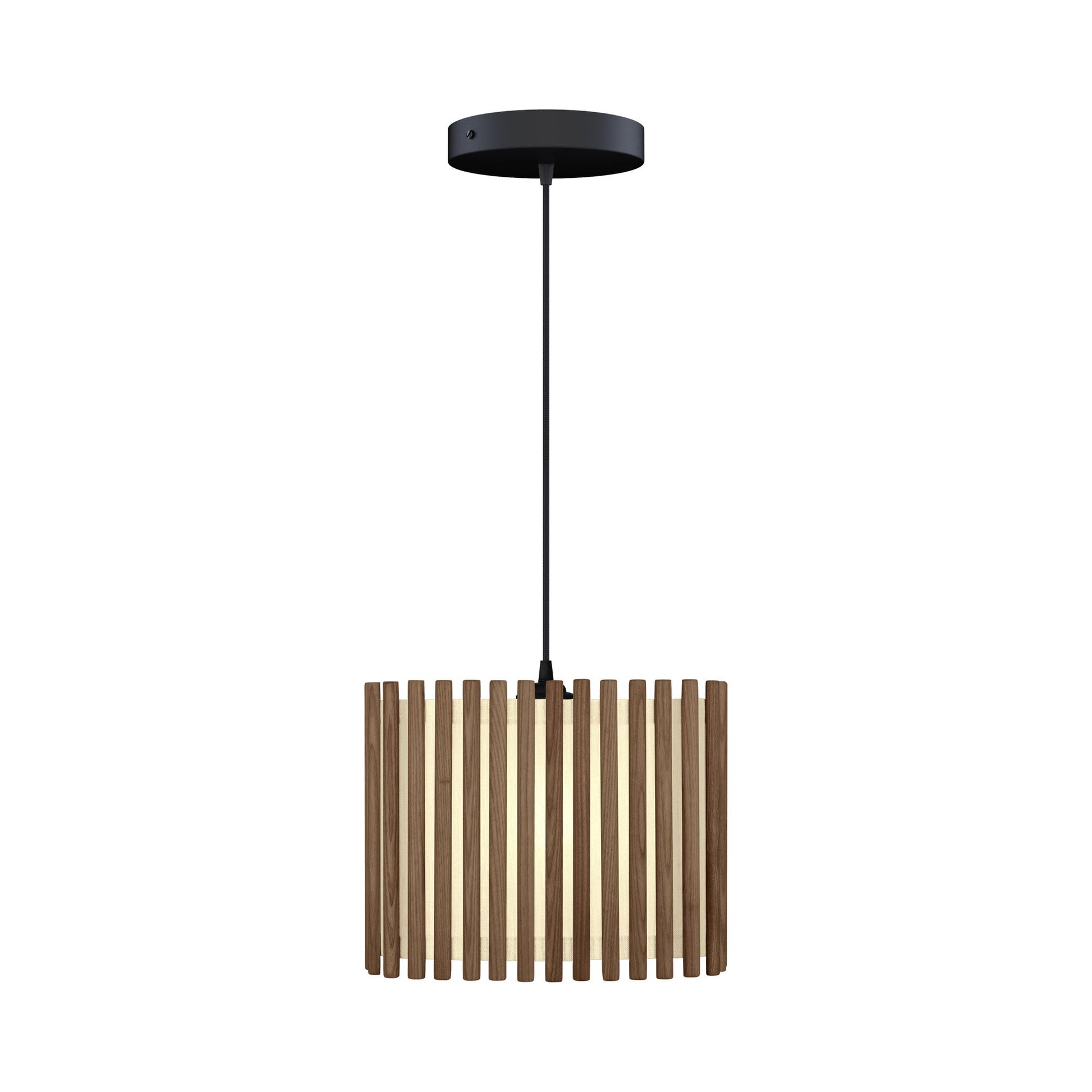 Komorebi Rectangular Pendant Light in Dark Oak/Black (13-Inch).