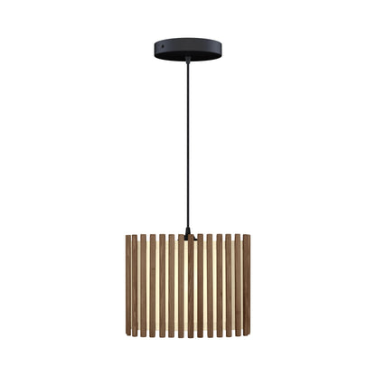 Komorebi Rectangular Pendant Light in Dark Oak/Black (13-Inch).
