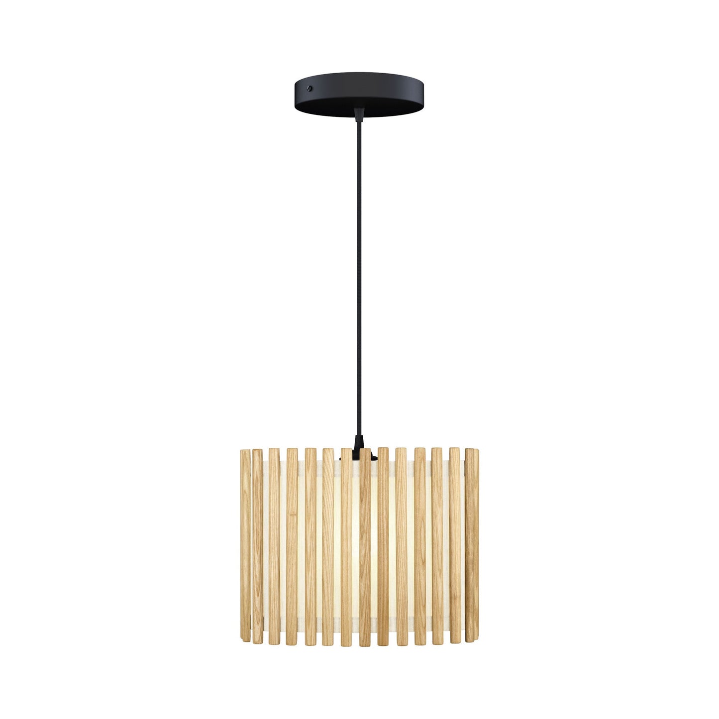 Komorebi Rectangular Pendant Light in Oak/Black (13-Inch).