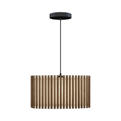 Komorebi Rectangular Pendant Light in Dark Oak/Black (19.9-Inch).