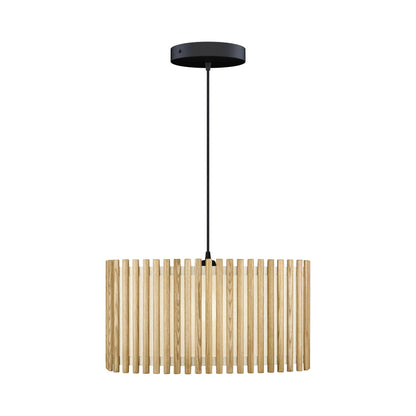 Komorebi Rectangular Pendant Light in Oak/Black (19.9-Inch).
