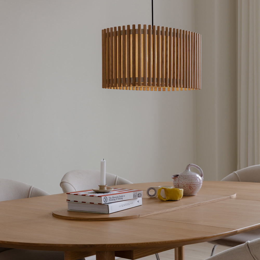 Komorebi Rectangular Pendant Light in dining room.