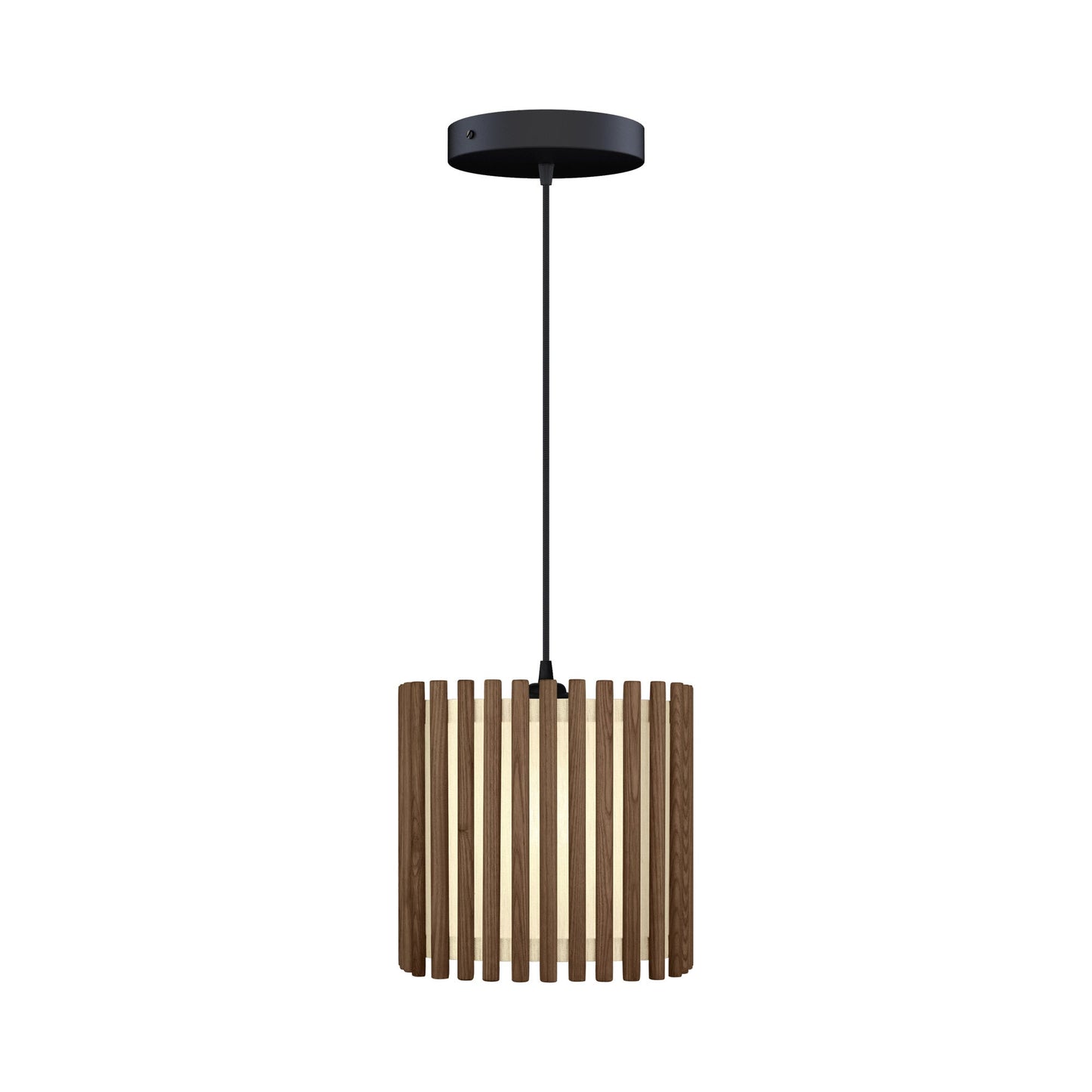 Komorebi Square Pendant Light in Dark Oak/Black (11-Inch).