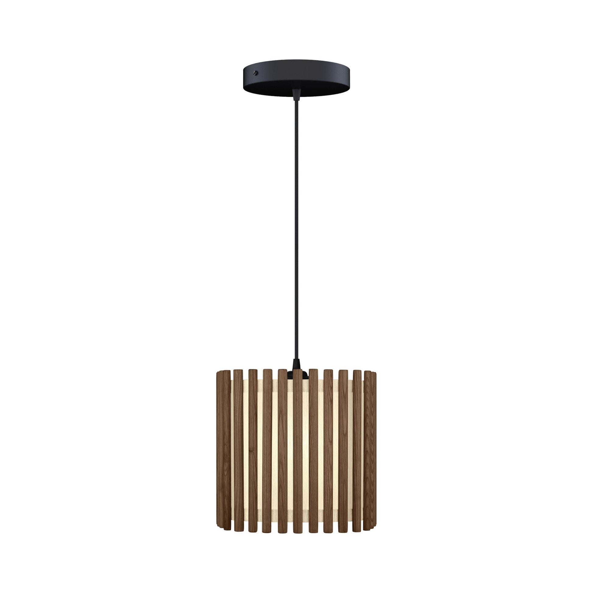 Komorebi Square Pendant Light in Dark Oak/Black (11-Inch).
