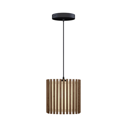 Komorebi Square Pendant Light in Dark Oak/Black (11-Inch).