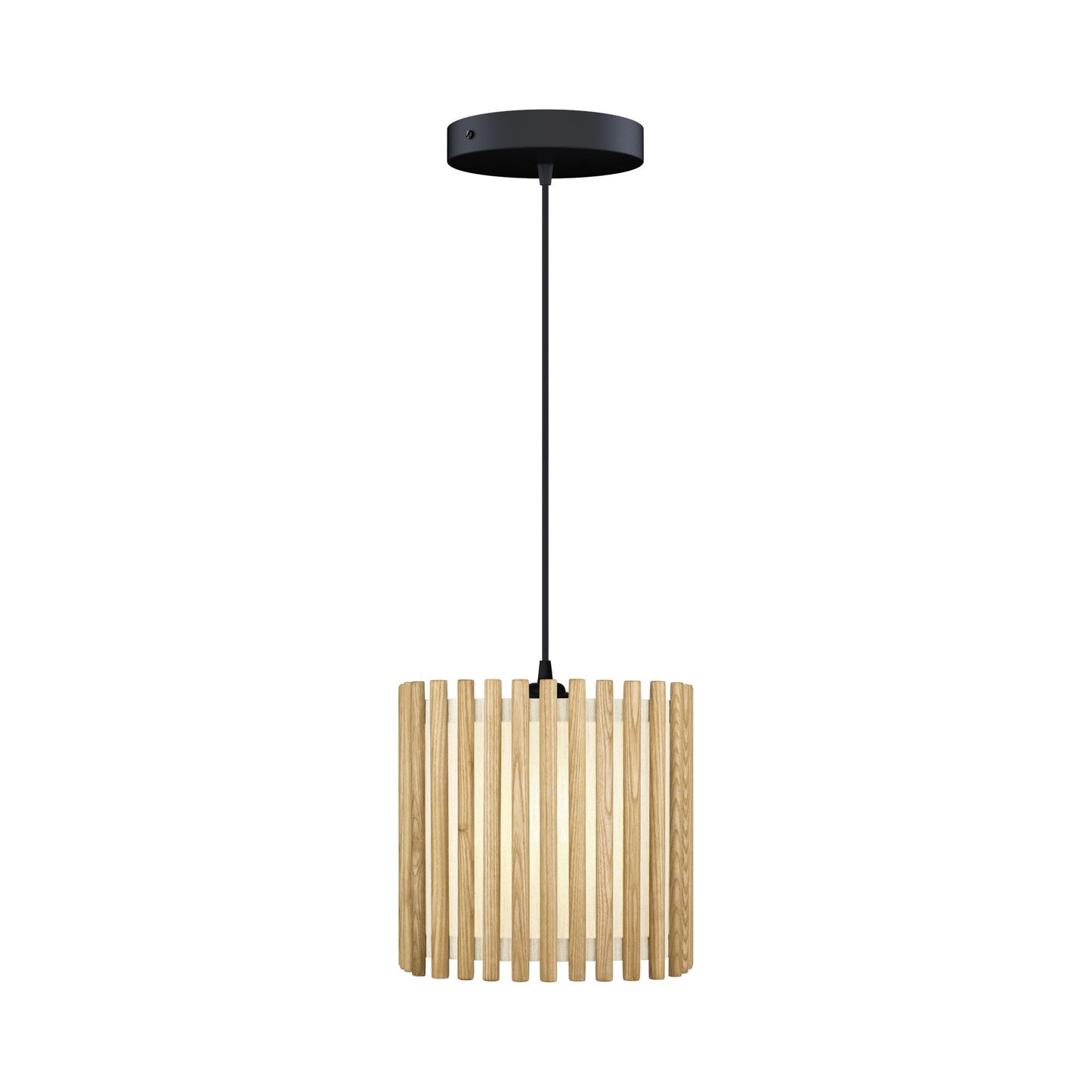 Komorebi Square Pendant Light in Oak/Black (11-Inch).