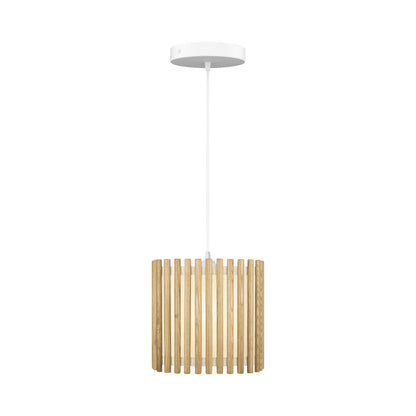 Komorebi Square Pendant Light in Oak/White (11-Inch).