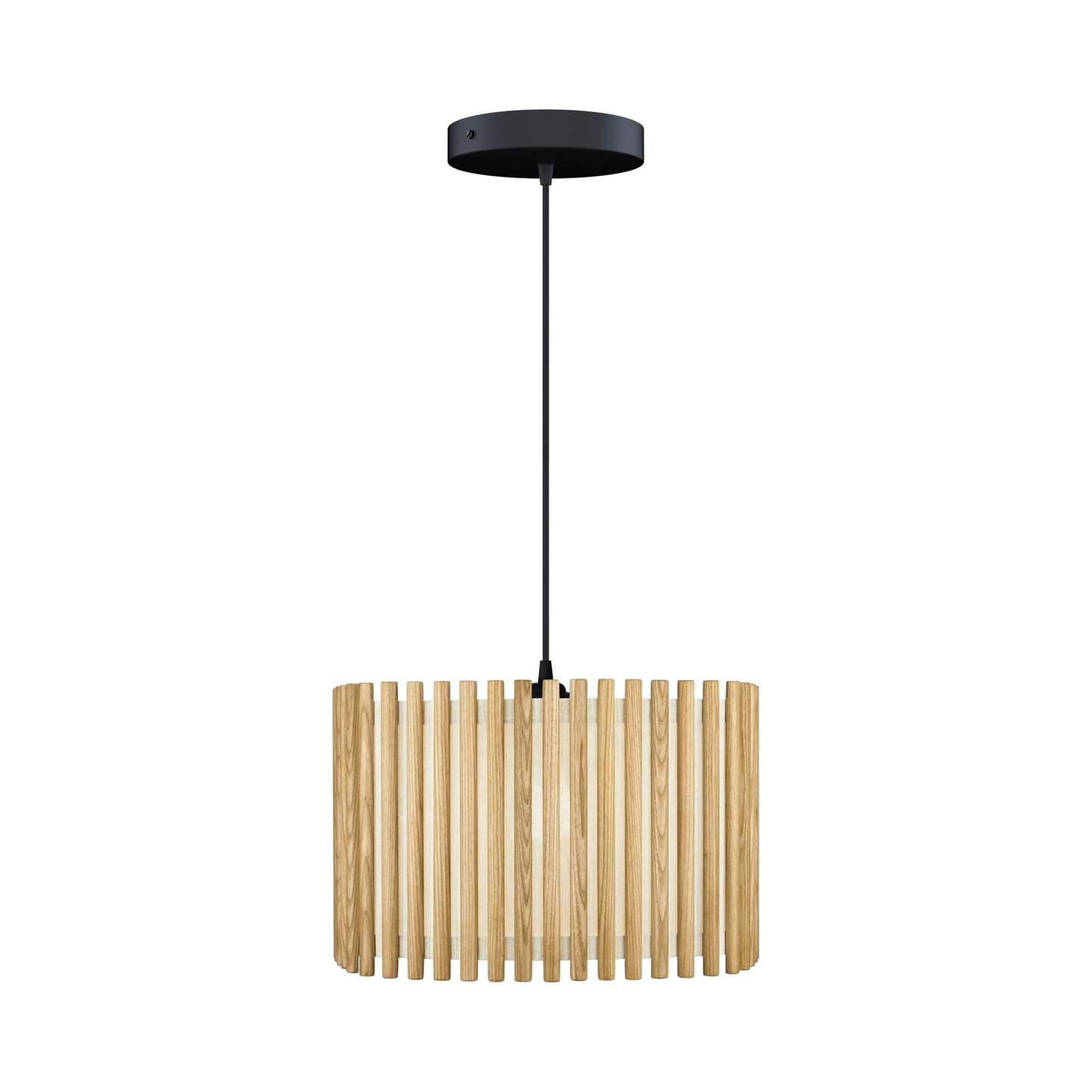 Komorebi Square Pendant Light in Oak/Black (16.1-Inch).