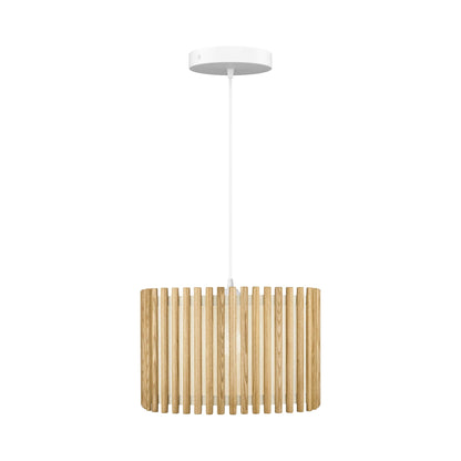 Komorebi Square Pendant Light in Oak/White (16.1-Inch).