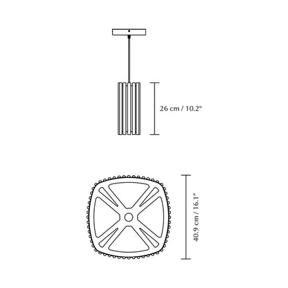 Komorebi Square Pendant Light - line drawing.
