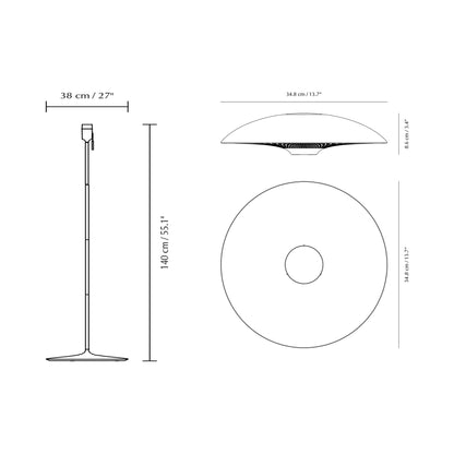 Manta Ray Floor Lamp - line drawing.