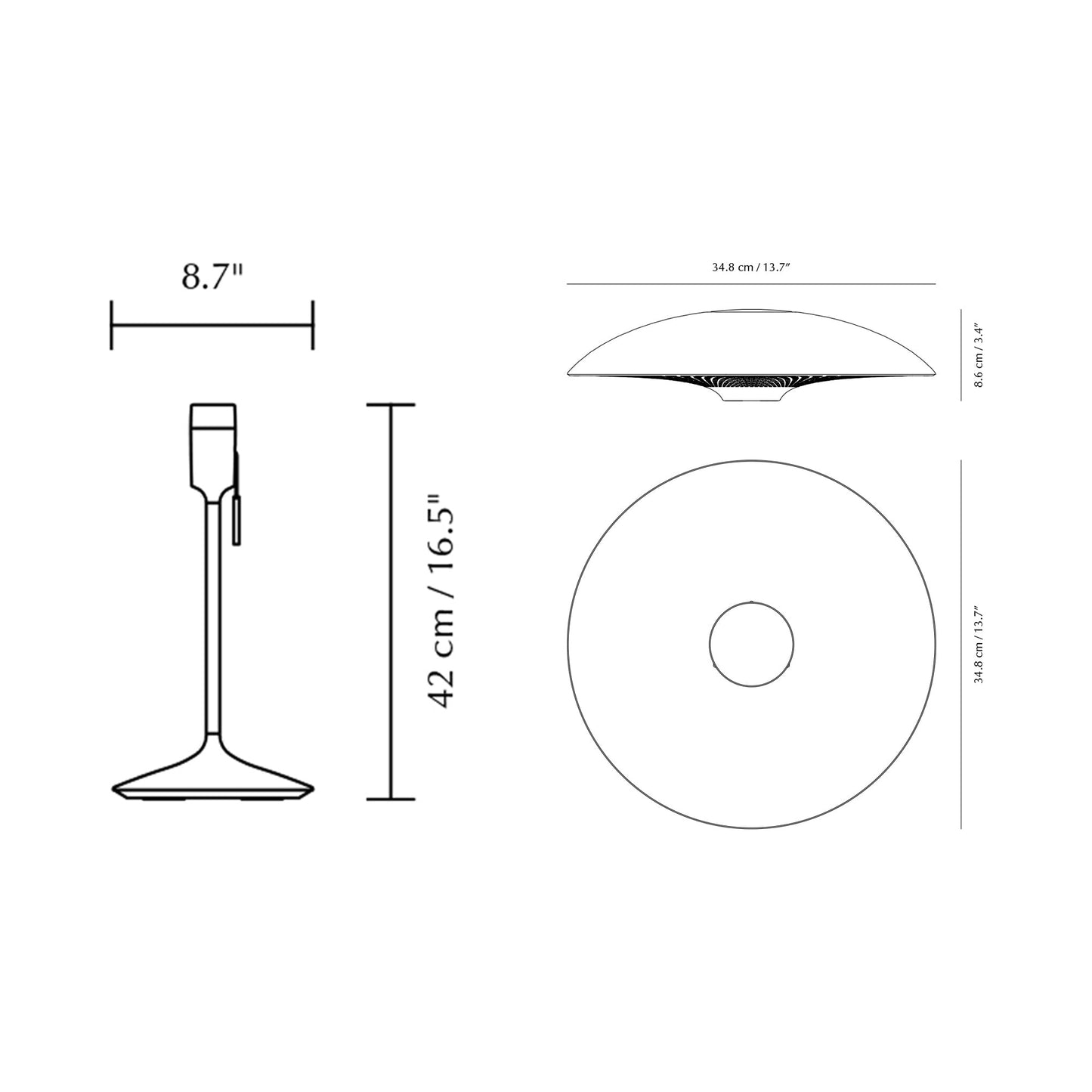 Manta Ray Table Lamp - line drawing.