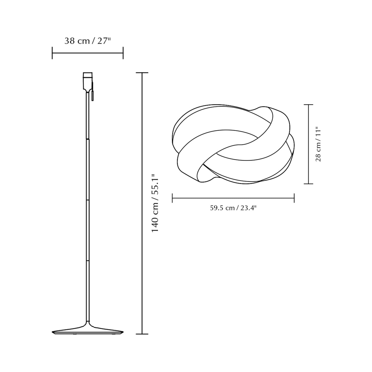 Ribbon Floor Lamp - line drawing.