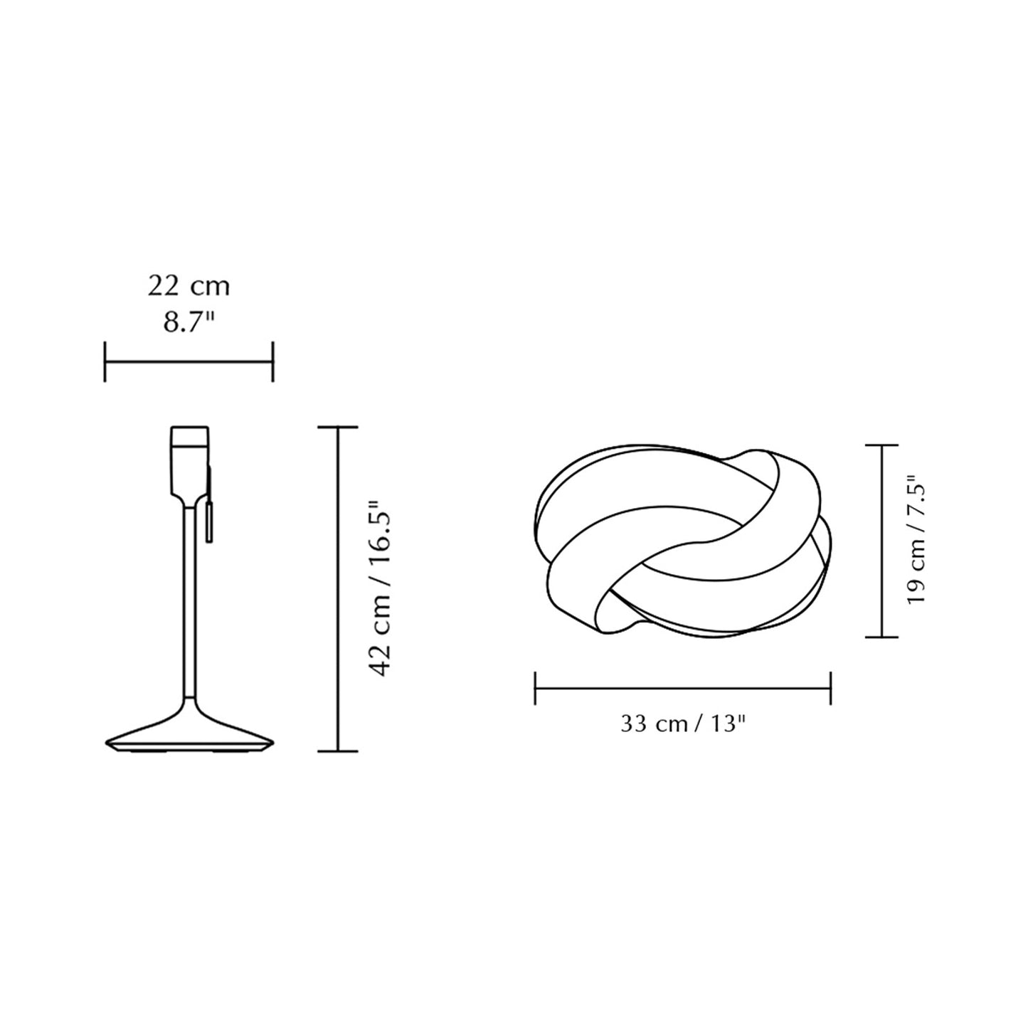 Ribbon Table Lamp - line drawing.