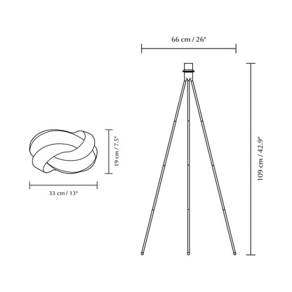 Ribbon Tripod Floor Lamp - line drawing.