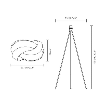 Ribbon Tripod Floor Lamp - line drawing.