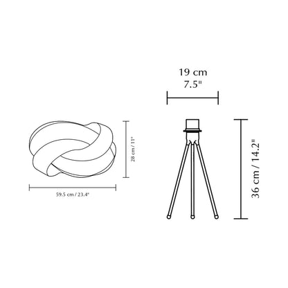 Ribbon Tripod Table Lamp - line drawing.