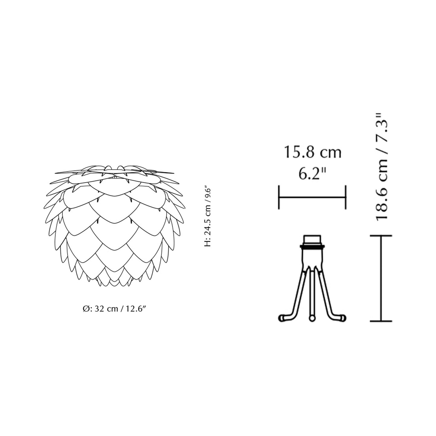 Silvia Adjustable Table Lamp - line drawing.