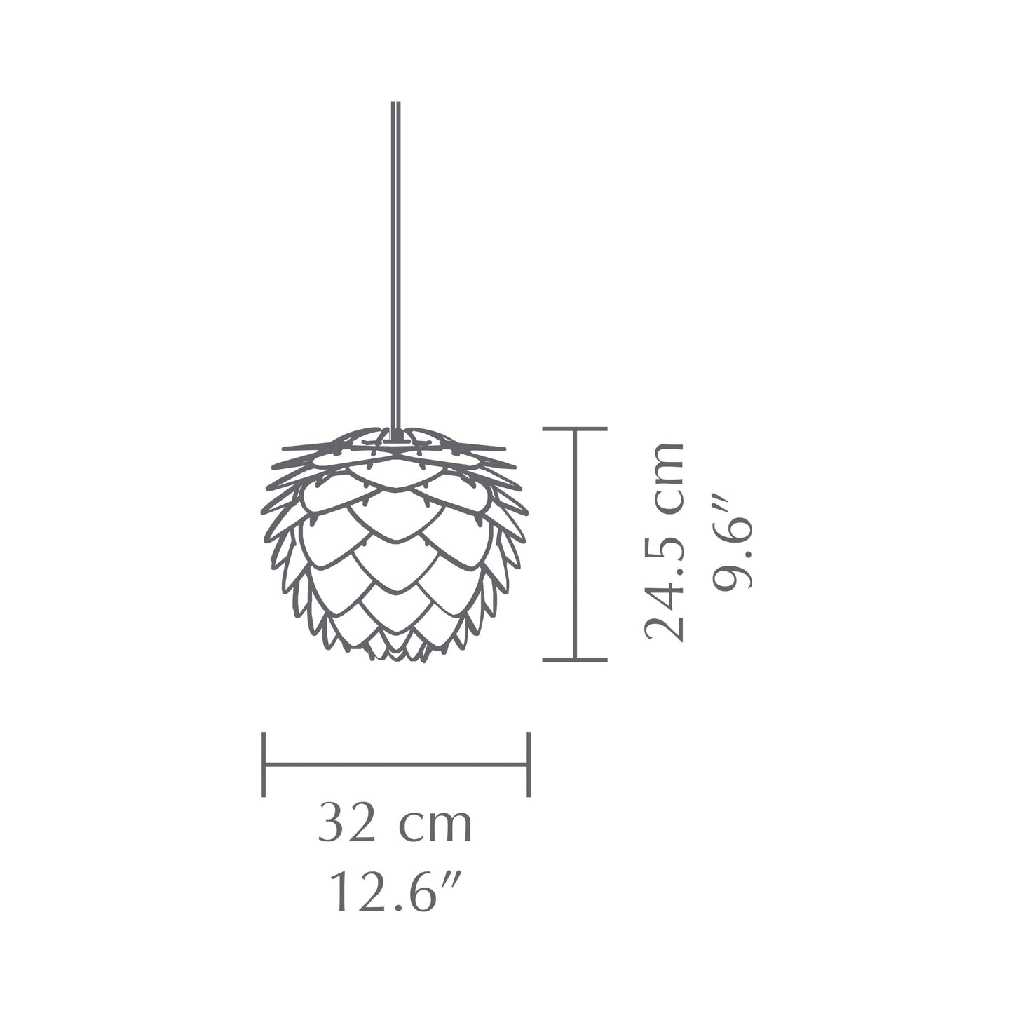 Silvia Pendant Light - line drawing.