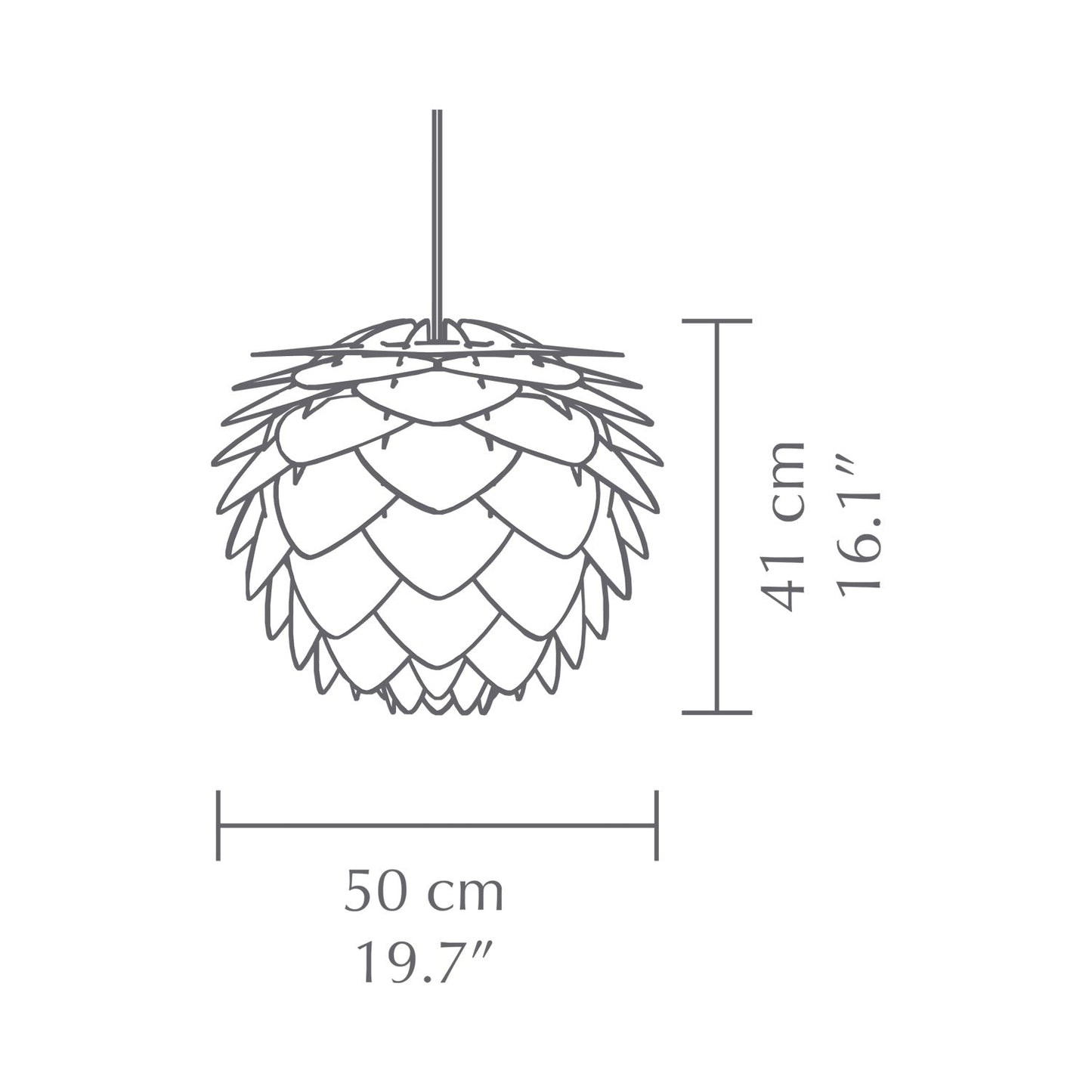 Silvia Pendant Light - line drawing.