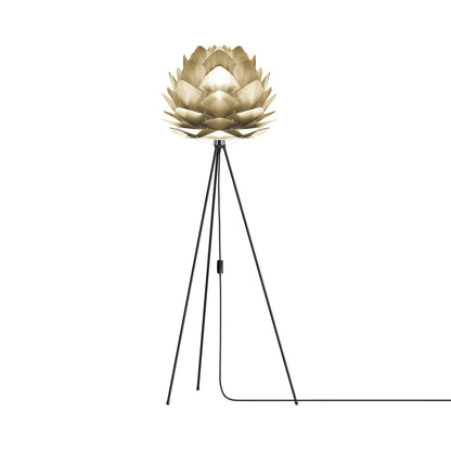 Silvia Tripod Floor Lamp in Black/Brushed Brass (60-Inch).