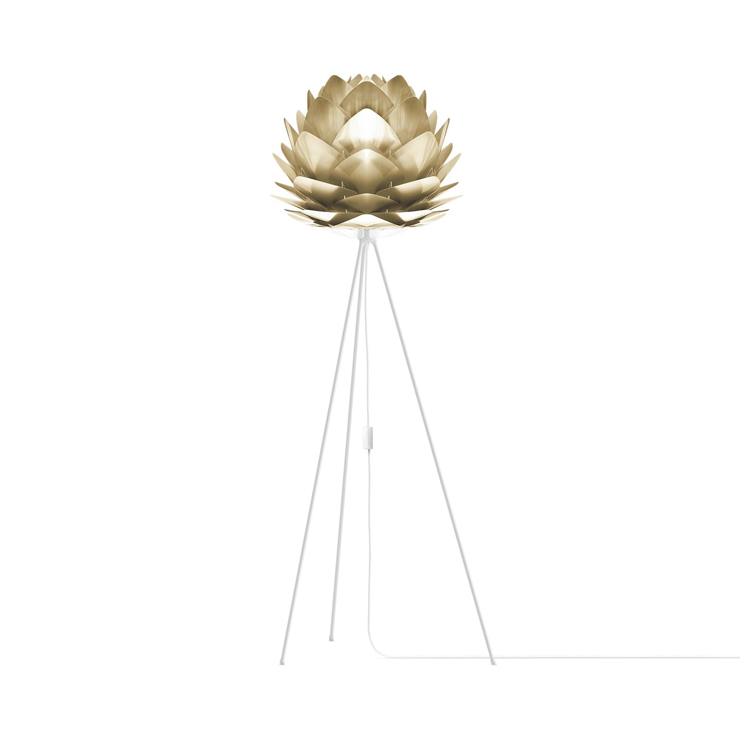 Silvia Tripod Floor Lamp in White/Brushed Brass (60-Inch).