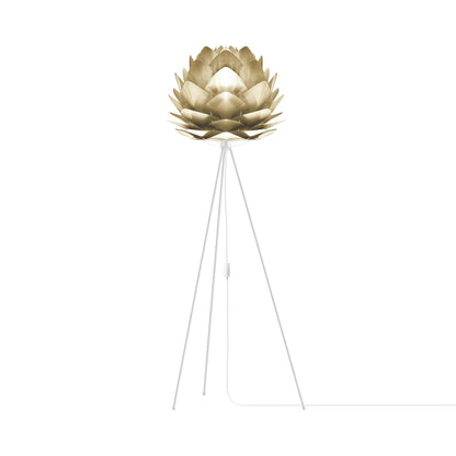 Silvia Tripod Floor Lamp in White/Brushed Brass (60-Inch).