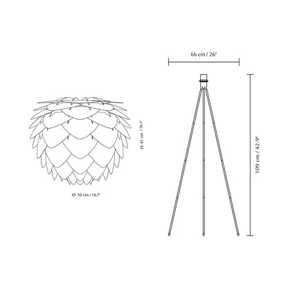 Silvia Tripod Floor Lamp - line drawing.