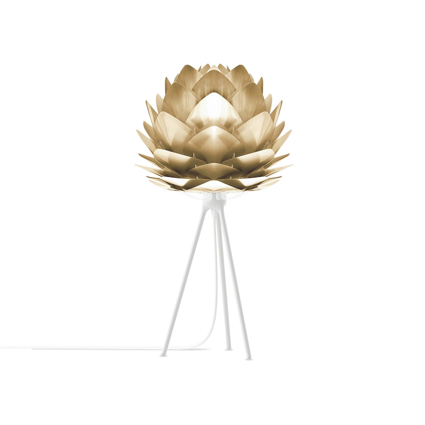 Silvia Tripod Table Lamp in White/Brushed Brass (19-Inch).