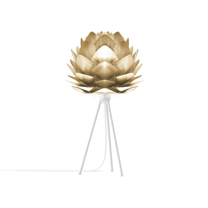 Silvia Tripod Table Lamp in White/Brushed Brass (19-Inch).