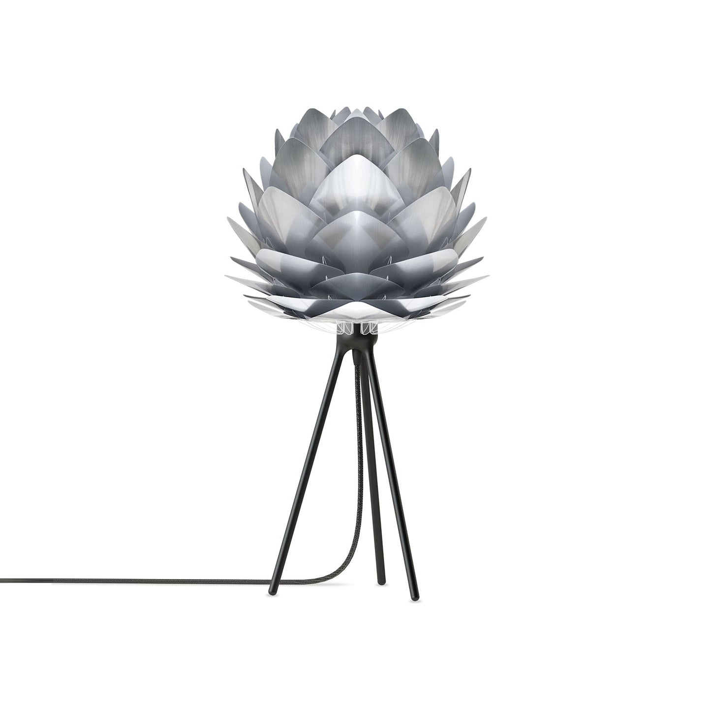 Silvia Tripod Table Lamp in Black/Steel (19-Inch).