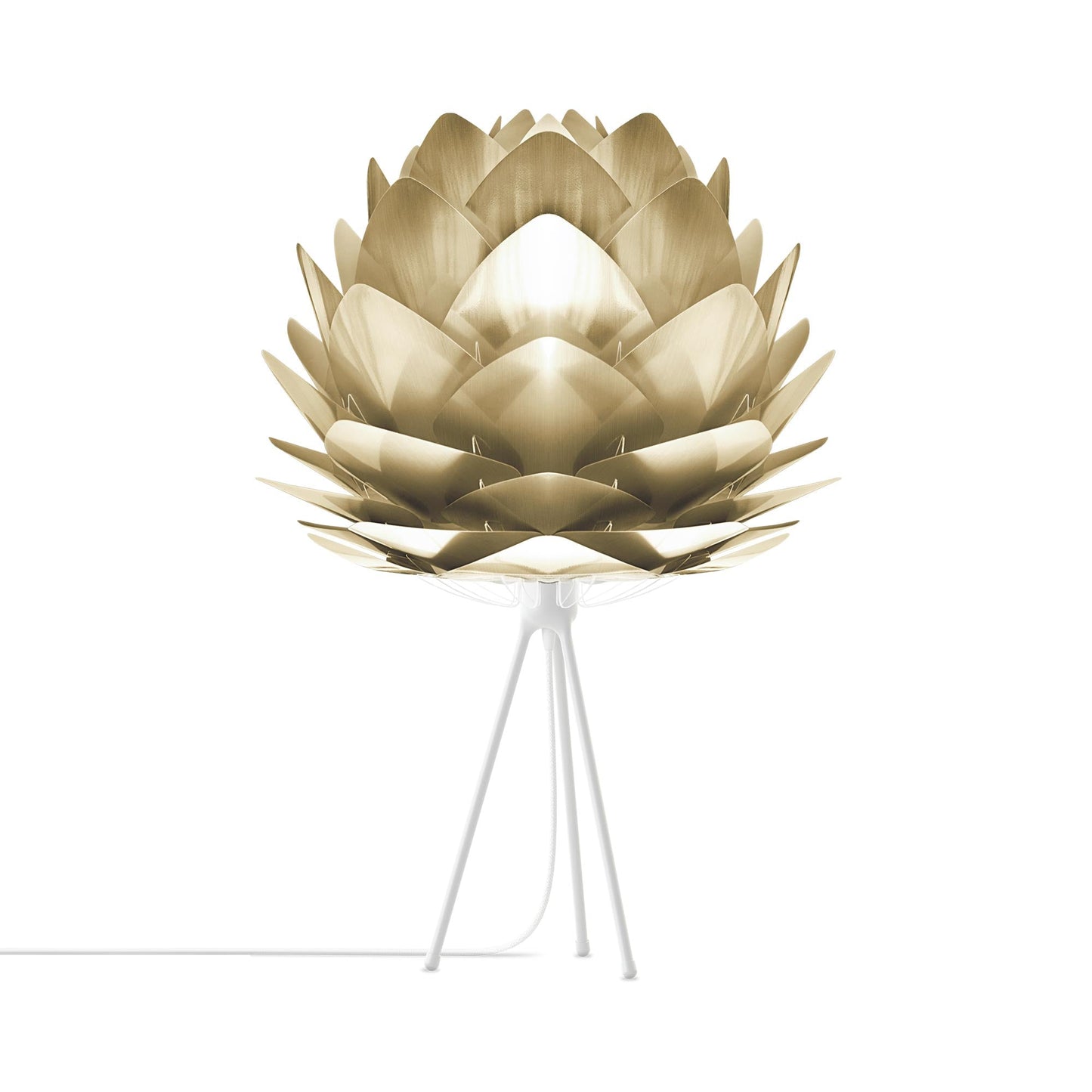 Silvia Tripod Table Lamp in White/Brushed Brass (24-Inch).