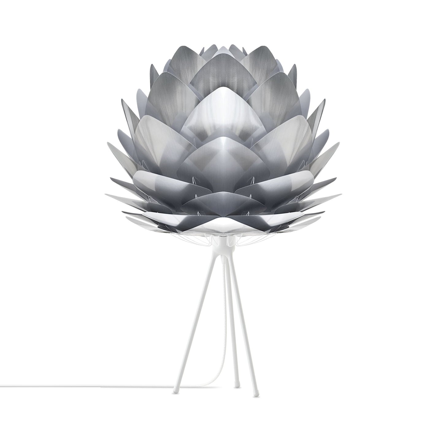 Silvia Tripod Table Lamp in White/Steel (24-Inch).
