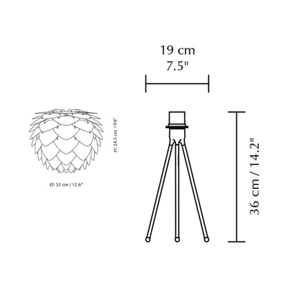 Silvia Tripod Table Lamp - line drawing.