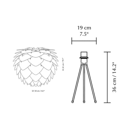 Silvia Tripod Table Lamp - line drawing.