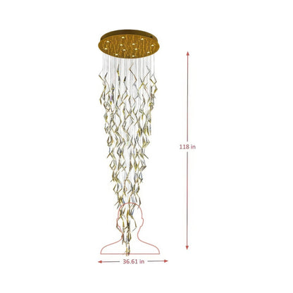Downpour Pendant Light - line drawing.