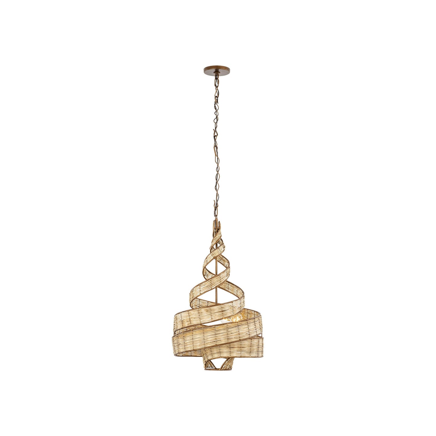 Flow Twist Pendant Light in Baguette/Natural Rattan (18-Inch).