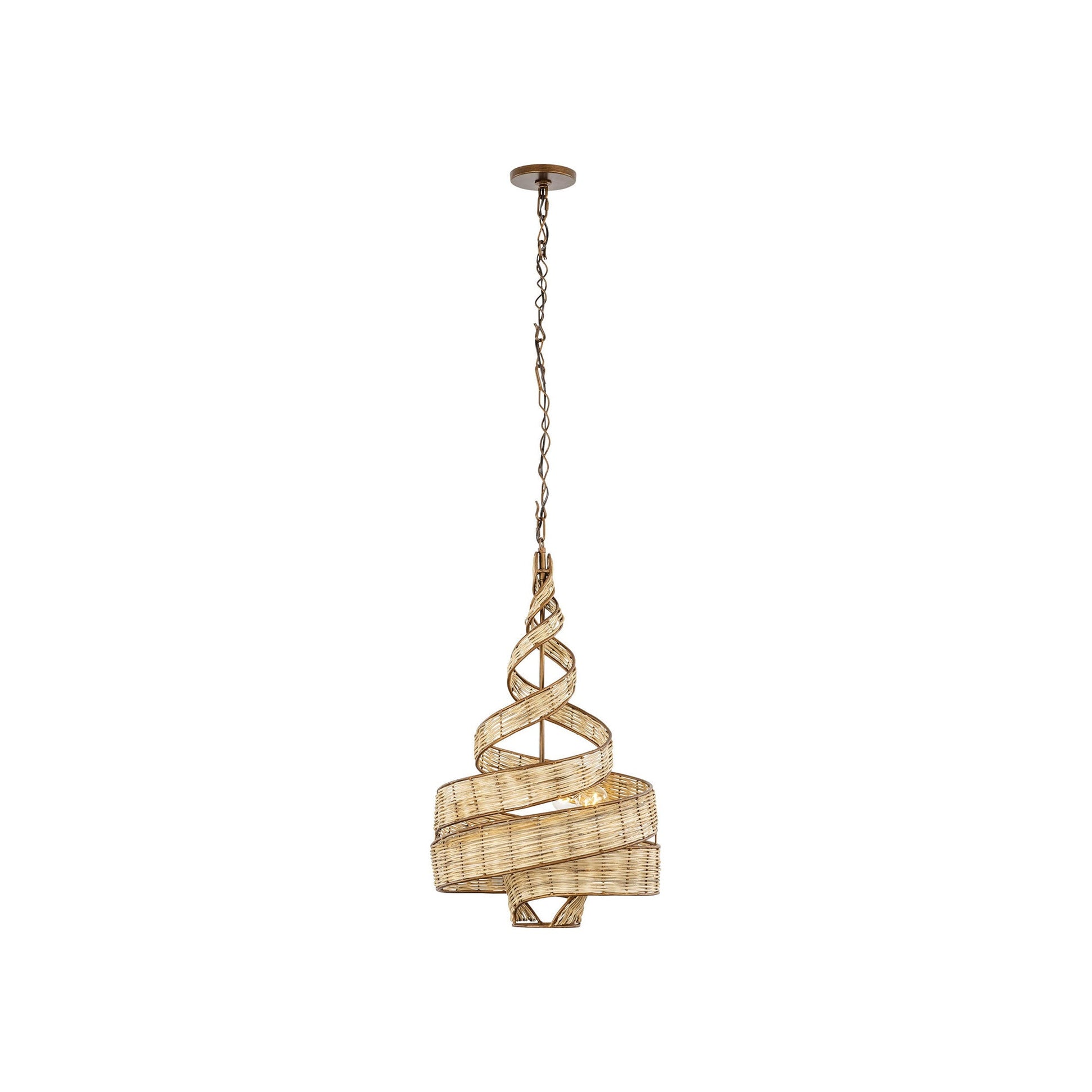 Flow Twist Pendant Light in Baguette/Natural Rattan (18-Inch).