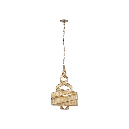 Flow Twist Pendant Light in Baguette/Natural Rattan (18-Inch).