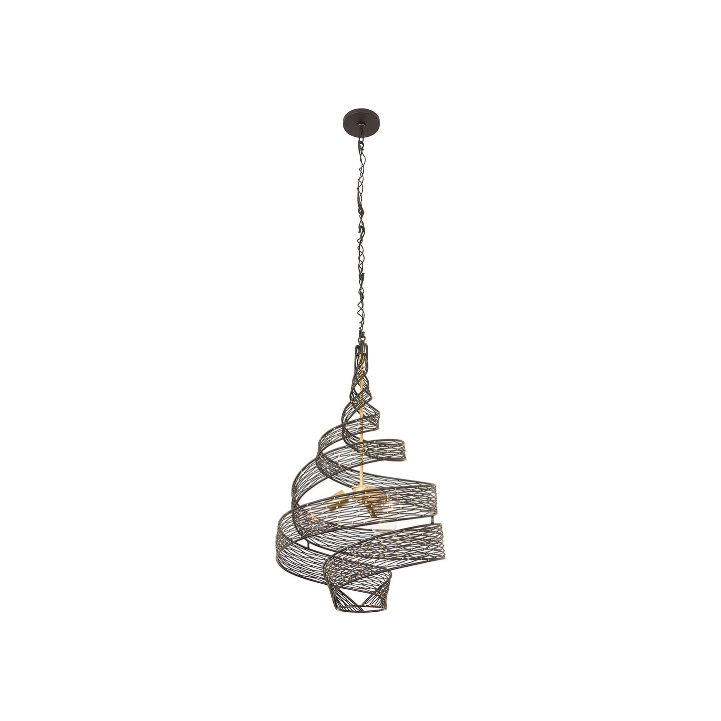 Flow Twist Pendant Light in Matte Black/French Gold (18-Inch).