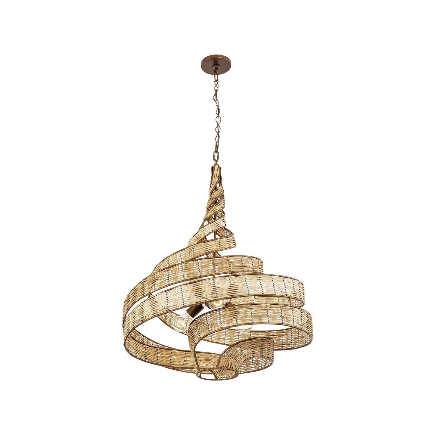 Flow Twist Pendant Light in Baguette/Natural Rattan (26-Inch).
