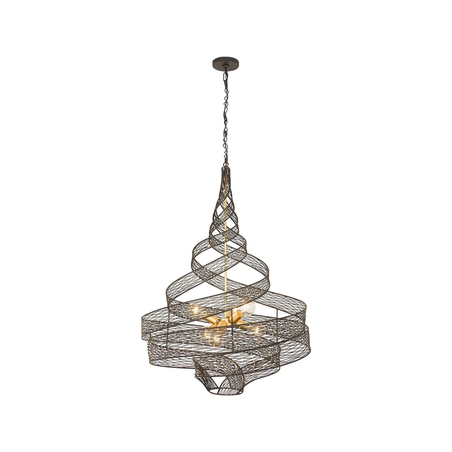Flow Twist Pendant Light in Matte Black/French Gold (26-Inch).
