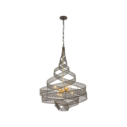 Flow Twist Pendant Light in Matte Black/French Gold (26-Inch).