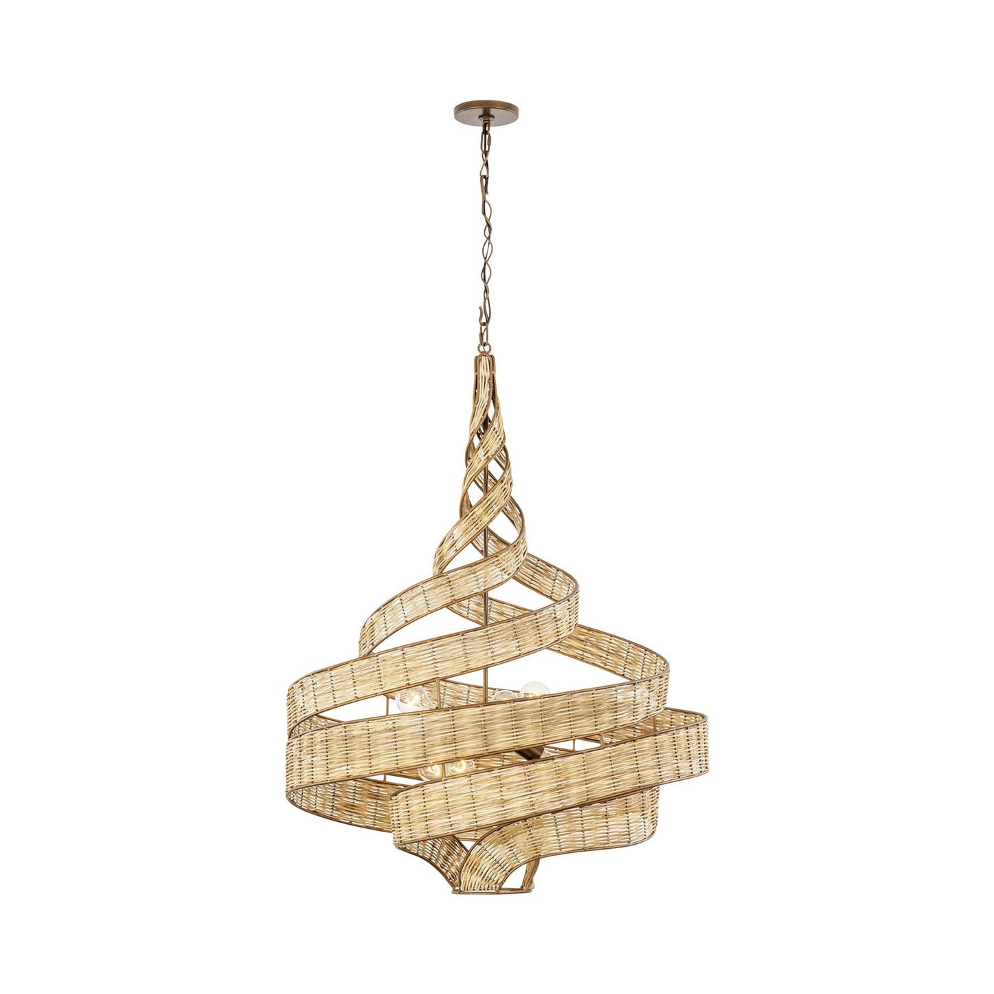 Flow Twist Pendant Light in Baguette/Natural Rattan (30-Inch).