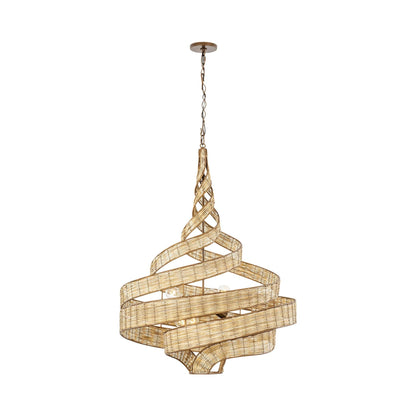 Flow Twist Pendant Light in Baguette/Natural Rattan (30-Inch).