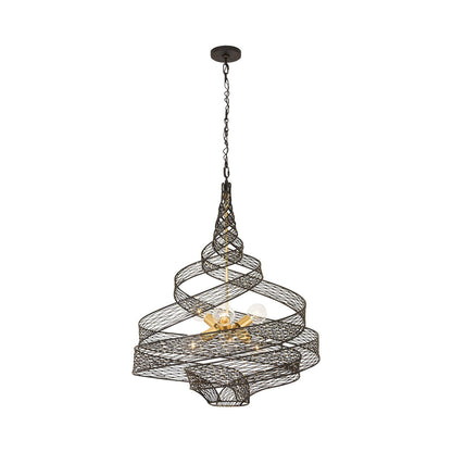 Flow Twist Pendant Light in Matte Black/French Gold (30-Inch).