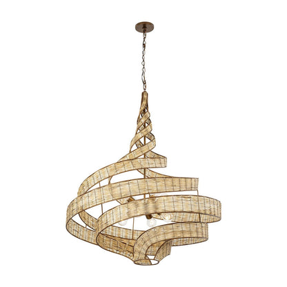 Flow Twist Pendant Light in Baguette/Natural Rattan (36-Inch).